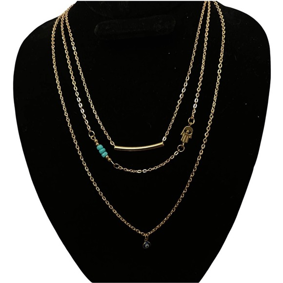 Layered evil Eye , Hamsa necklace. New - Picture 7 of 11